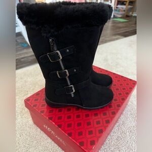 Hot Cakes Toddler Black Winter Boots with Buckles
